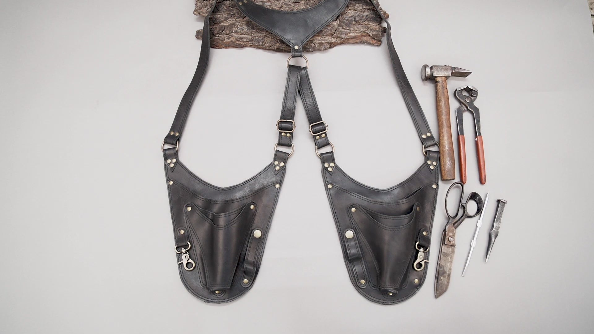 Handcrafted leather shoulder harness holster for everyday carry