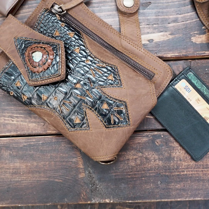 Tribal Leather Holster Belt with Gemstone Accents – Burning Man Accessory