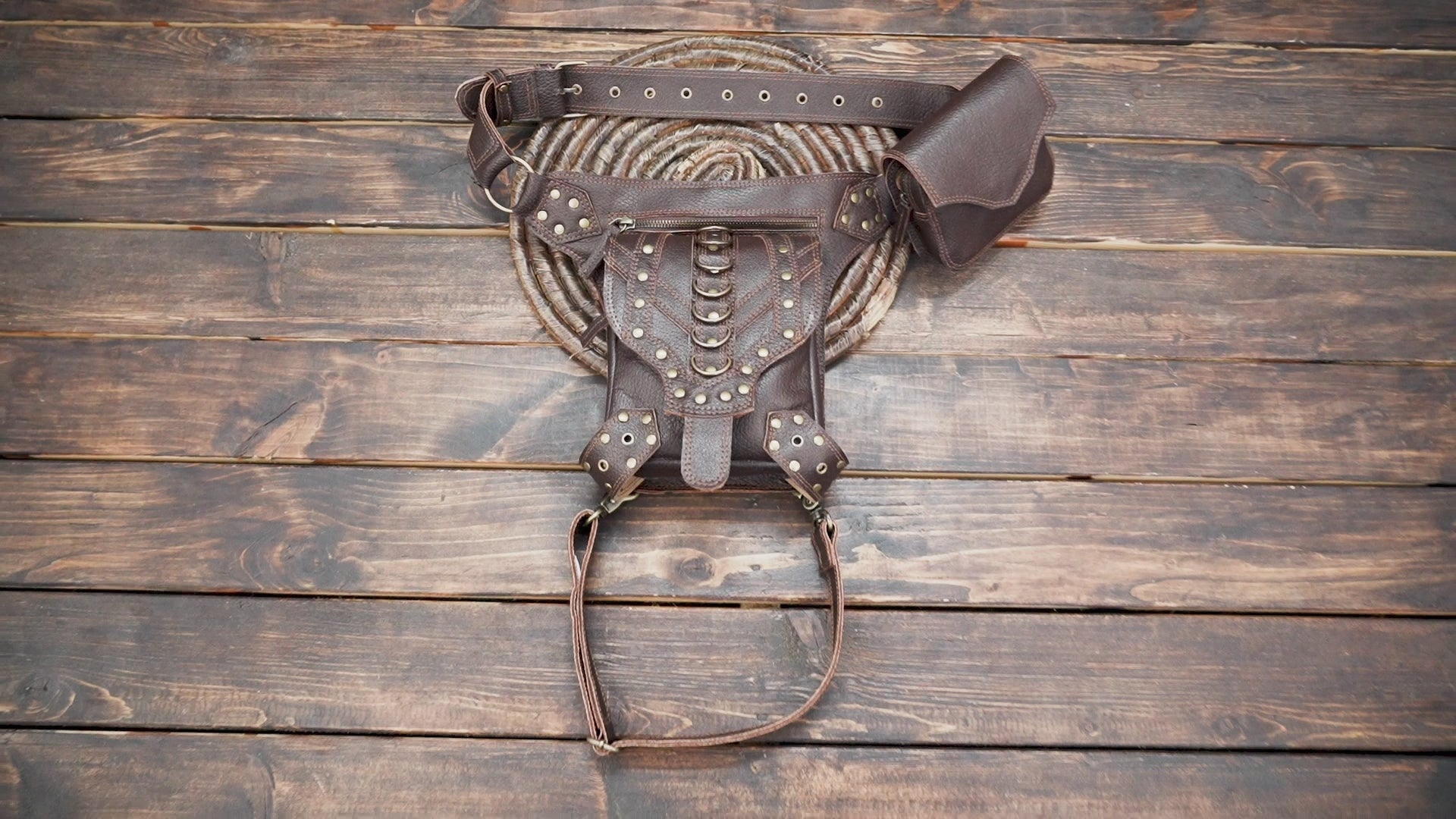 Premium Brown Leather Thigh Belt with Adjustable Waist Strap || Unisex Leather Waist Thigh Belt for Travel and Festival Wear (LT-AB-WBTS-6002)