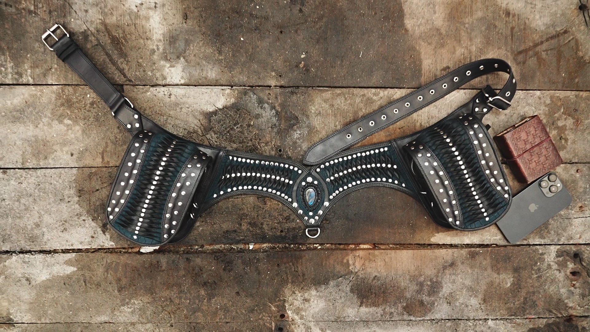 Handmade Leather Hip Bag: Festival Utility Belt with Studs with best creativity 