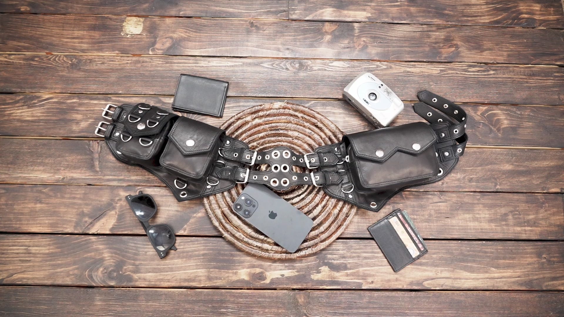 Handmade Leather Thigh Bag: Unisex Biker Utility Belt Pouch