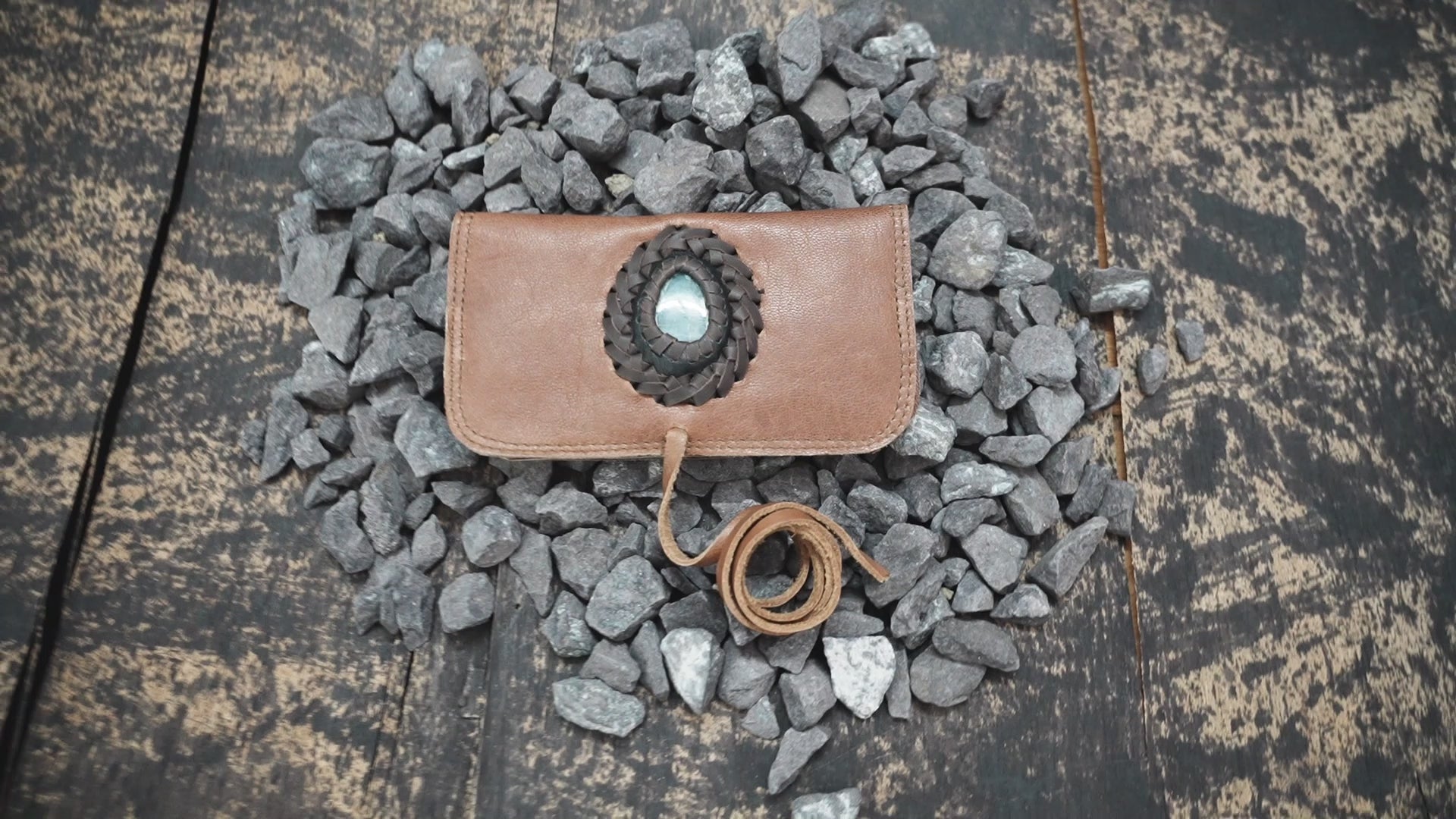 Handmade Genuine Leather Tobacco Pouch with Stone Detail | Leather Rolling Tobacco Pouch (LT/AB/TB/6009)
