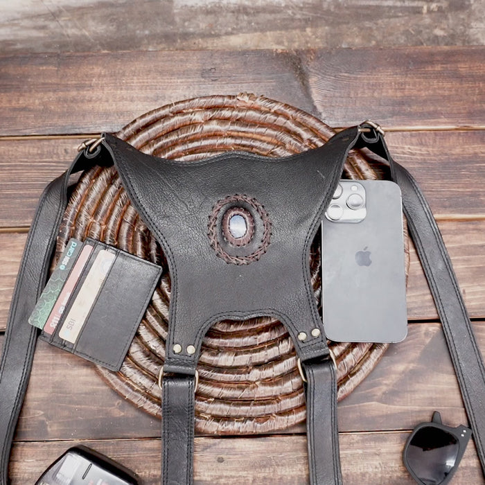 Premium leather shoulder holster with adjustable straps