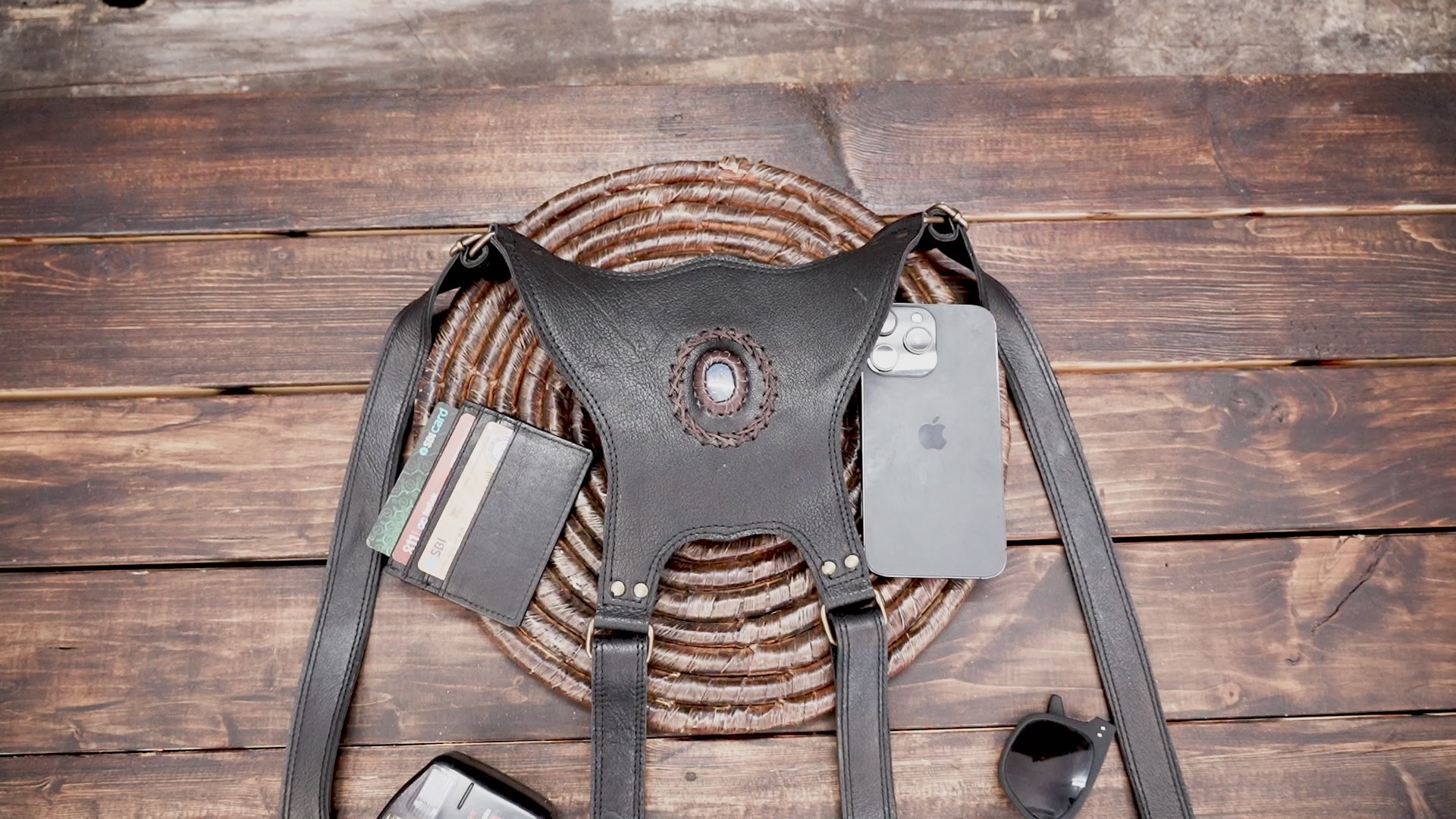 Premium leather shoulder holster with adjustable straps