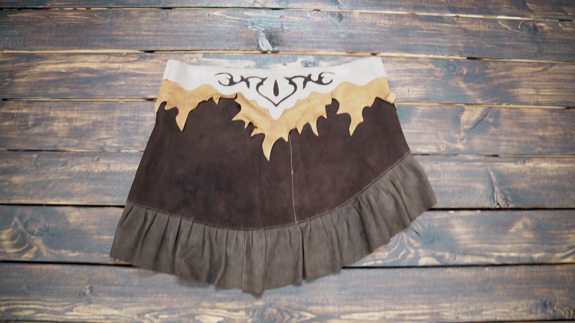 Boho Tribal Leather Skirt – Handmade Leather Festival Clothing (LT/AB/SKT/6027)