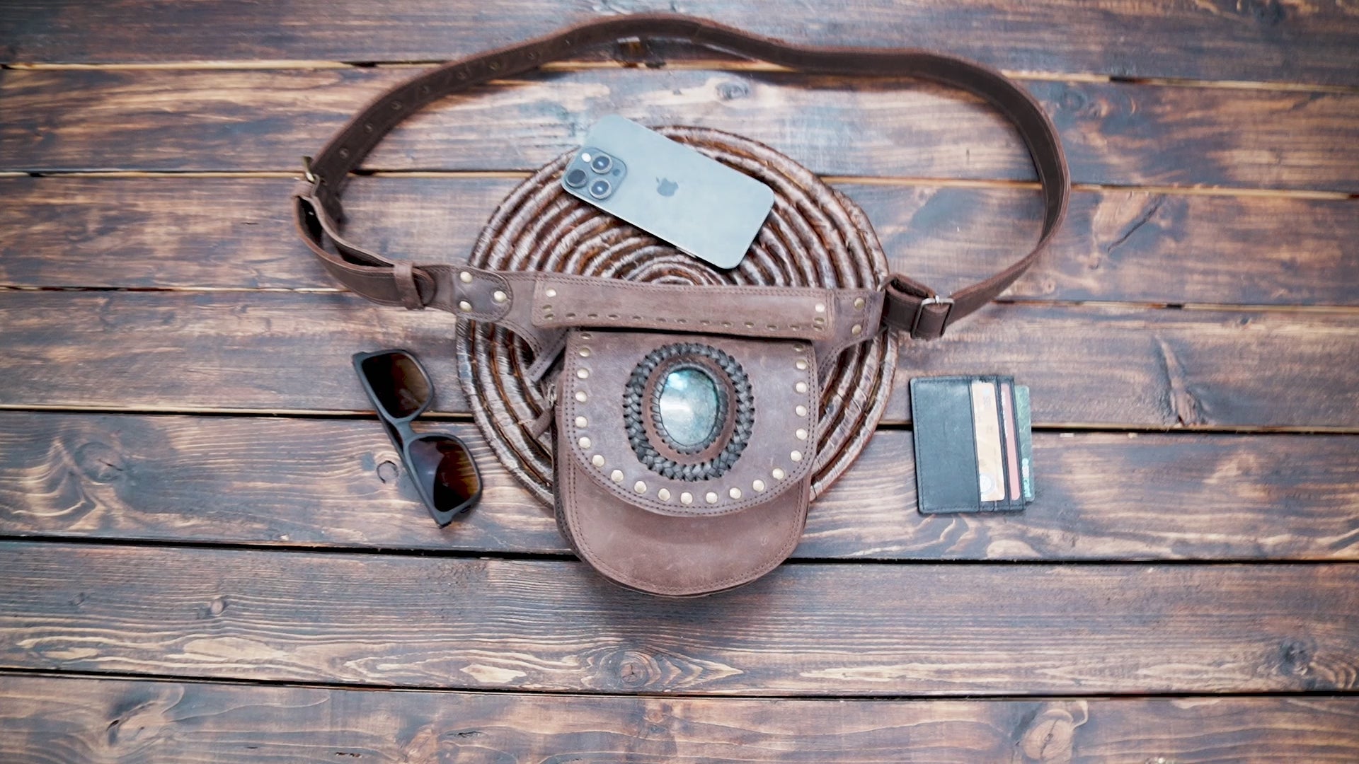 Boho festival leather utility belt for men and women
