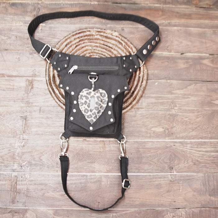 Alternative Utility Hip Pouch with Leopard Accent and Secure Compartments