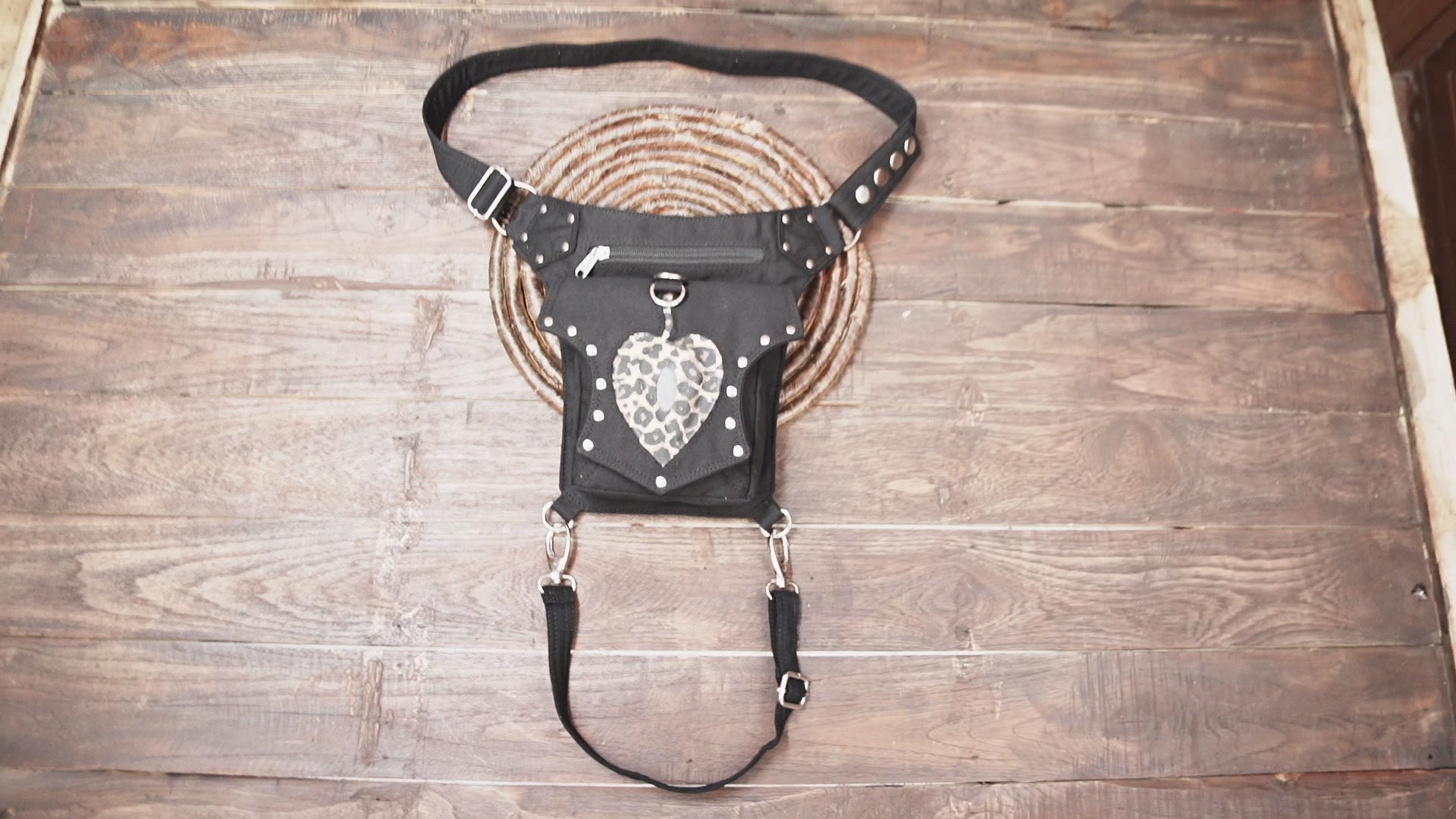 Alternative Utility Hip Pouch with Leopard Accent and Secure Compartments