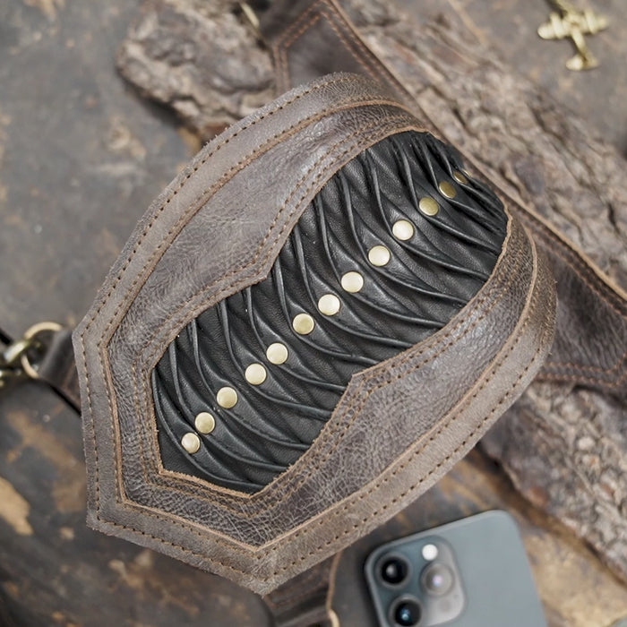 Genuine leather thigh holster belt with adjustable waist strap