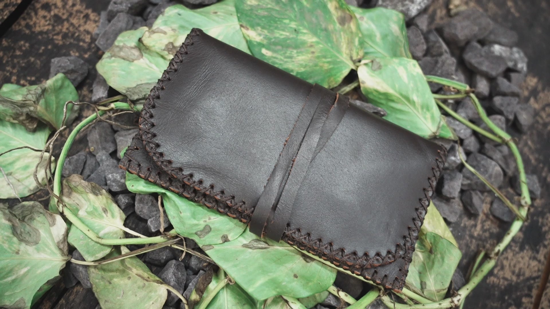 Handmade Genuine Leather Tobacco Pouch with Wrap Closure | Dark Brown Genuine Leather Tobacco Rolling Pouch (LT/AB/TB/6011)