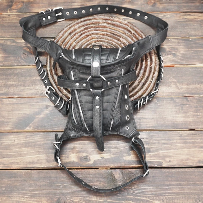  Black Leather Shoulder Holster and Hip Bag  with zipper 