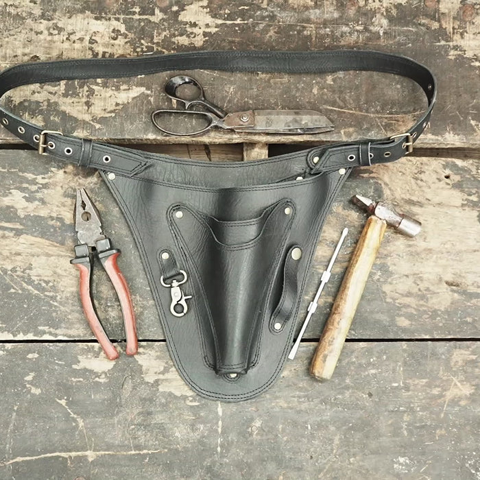 black leather tool holster bag