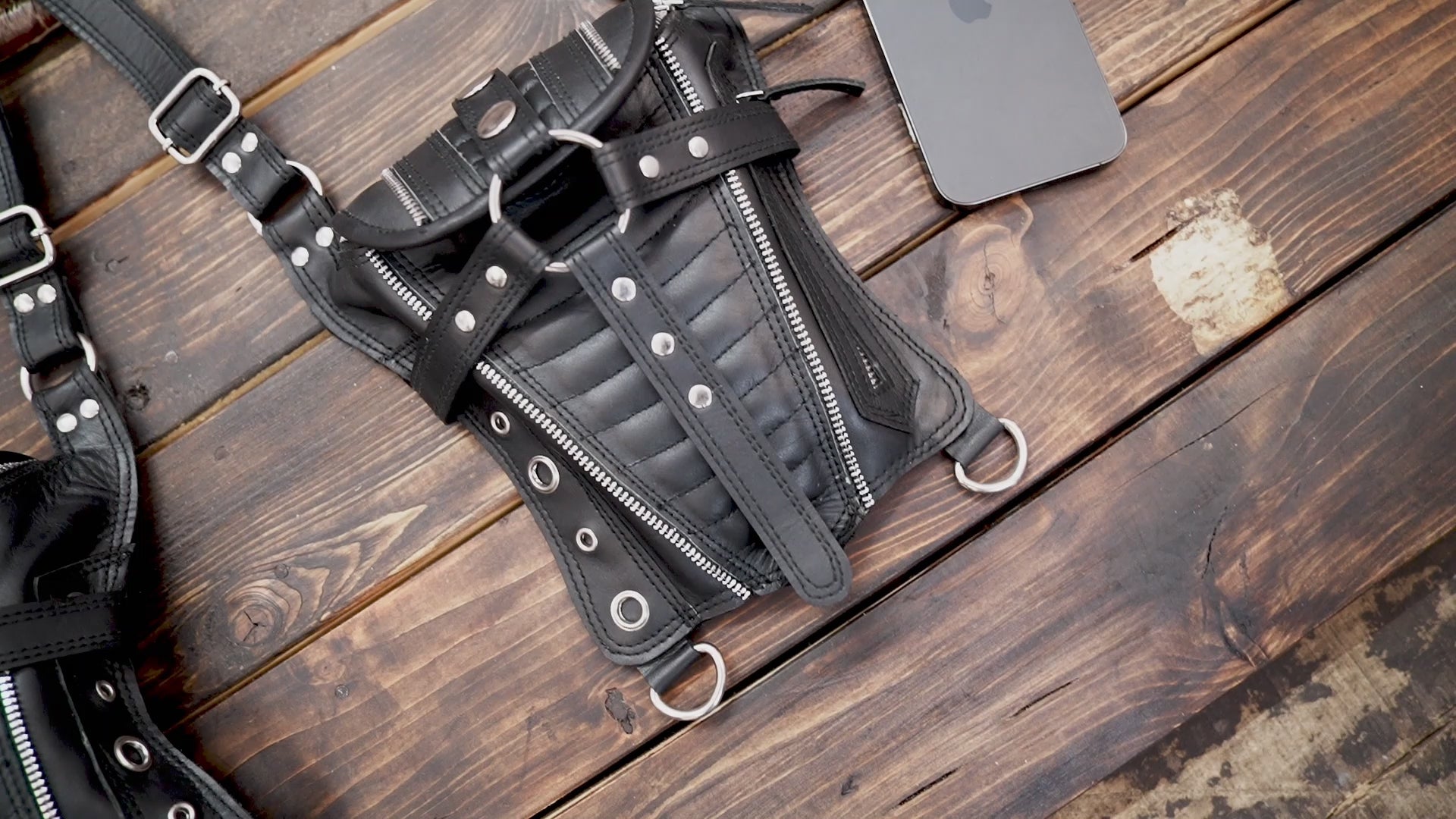 Handmade Leather Holster Bags, Vintage Hidden Belts, Mens & Women Pockets - Travel, Festival, Harness Bags WITH ZIPPER 