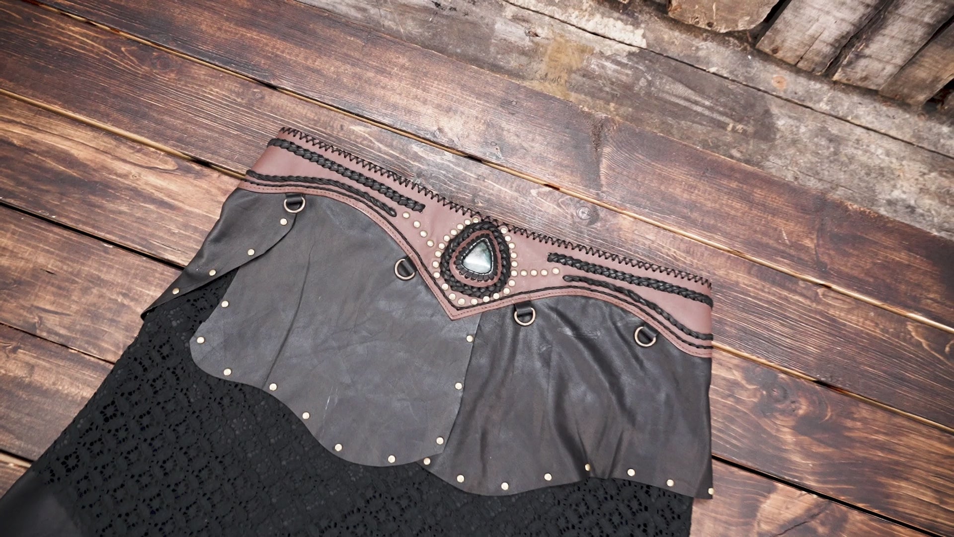 Steampunk Leather Skirt – Unique Handmade Festival & Gothic Style (LT-AB-SKT-6034)