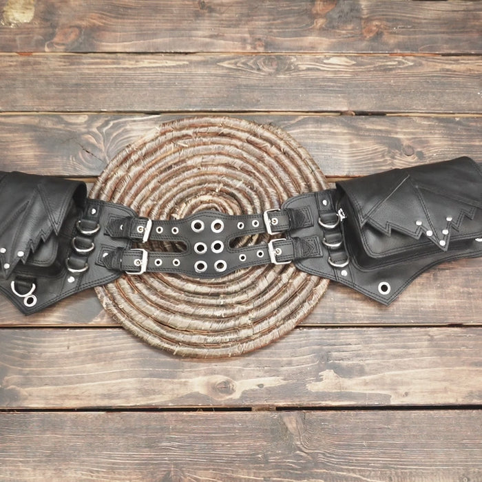 Handmade leather waist belt with adjustable buckle design