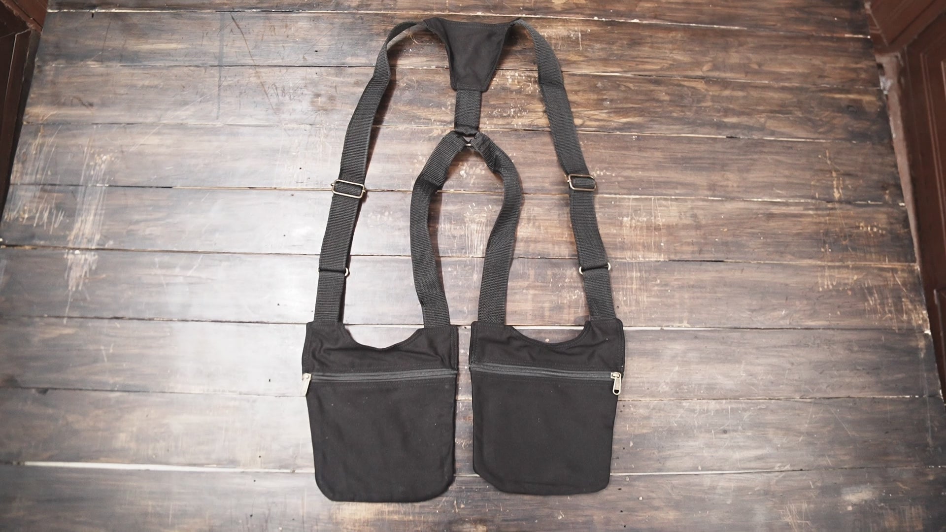 Handmade cotton shoulder harness pouch for festivals and travel