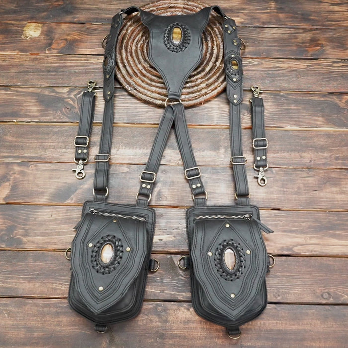 Brown Leather Holster Bag, Real Leather Shoulder Bag, Leather Festival Bag, Chest Bag, Leather Men Harness Bag, Leather Travel Bag