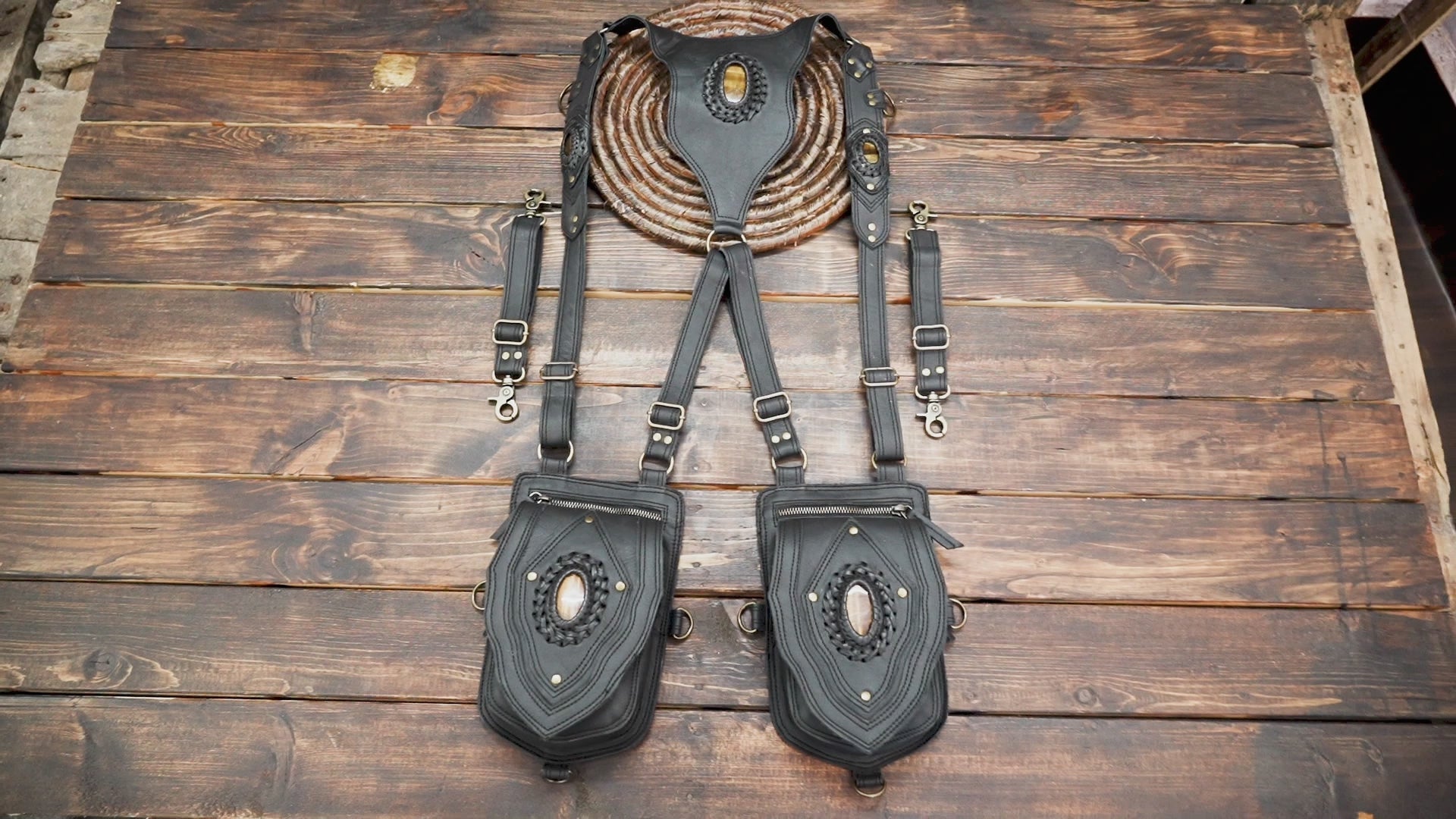 Brown Leather Holster Bag, Real Leather Shoulder Bag, Leather Festival Bag, Chest Bag, Leather Men Harness Bag, Leather Travel Bag